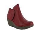 FLY LONDON YOGI LEATHER WEDGE VELCRO ANKLE BOOTS RED