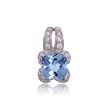 Blue Topaz and Diamond Clover Pendant in 14 Karat White Gold