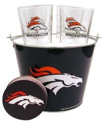 Denver Broncos Pint Glasses and Beer Bucket Set | Denver Broncos Gift Set