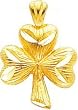 14K Gold Shamrock Charm Diamond Cut