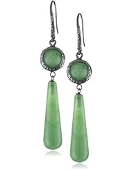 Dyanne Belle "Candy Earrings Collection" Candy Round Blackened Silver with Bright Green Jade Drop Earrings