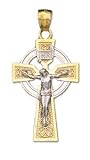 0.925 Sterling Silver and Gold Irish Celtic Cross Pendent Charm