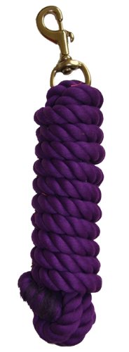 10 ft Cotton Lead Rope Brass Bolt Snap Purple