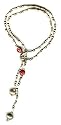 Lariat Necklace - Ethiopian Silver with Antique Venetian Flower Beads