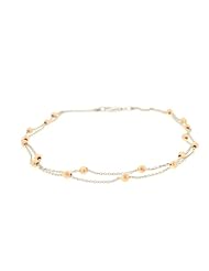 14k White and Pink Gold Ornament Anklet 9.25"