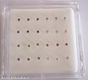 Pack 24 sterling silver clawset jewel nose studs 8 different colour