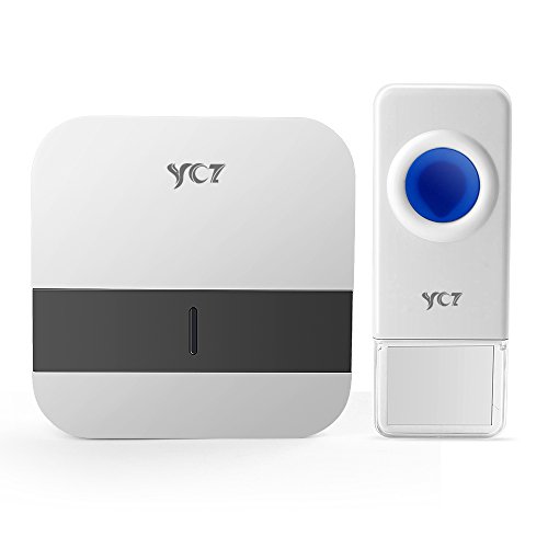 YCZ Wireless Waterproof Remote Doorbell,Operating at over 500-feet Range with Over 50 Chimes,No Batteries Required for Receiver, Push Button with LED Indicator