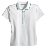 Port Authority Signature - Ladies Rapid Dry Framed Placket Pique Sport Shirt with Tipping Stripe White/Court Green-L