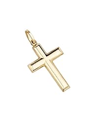 14K Yellow Gold Plain Religious Cross Charm Pendant
