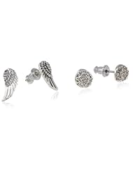 Kensie Silver-Plated Wing Duo with Crystal Stones Stud Earrings