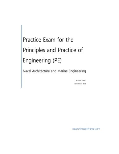 Practice Exam for the Principle and Practice of Engineering (PE) - Naval Architecture