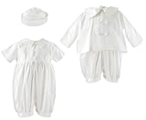 Sarah Louise baby boy christening romper in ivory - 0/3 month