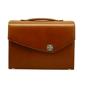 Buy Aaron Irvin Single Gusset Leather Flap Briefcase by Aaron Irvin