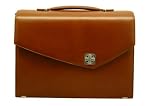 Aaron Irvin Single Gusset Leather Flap Briefcase