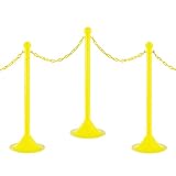 Mr. Chain 71002-6 Yellow Plastic Stanchion Kit with 50′ of 2″ link Chain and C-Hooks, Pack of 6