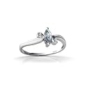14K White Gold Genuine Marquise Aquamarine and Diamond Ring
