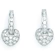 Sterling Silver CZ Zirconia Paved Heart Huggy Earrings