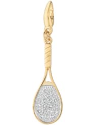 Gold over silver 0.10ct TDW Diamond Tennis Racquet (Charm)