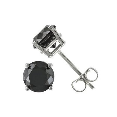 Best 10K White Gold Black Diamond Stud Earrings (1/3 cttw, Round-cut) Reviews