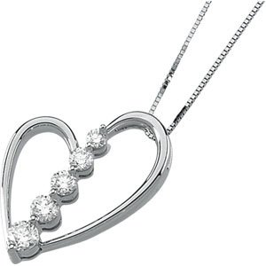 14K White Gold Journey Diamond Heart Pendant 14K White Gold Journey Diamond Heart Pendant