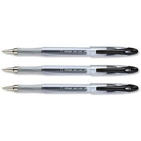 5 Star Office Roller Gel Pen Clear Barrel 1.0mm Tip 0.5mm Line Black [Pack 12]