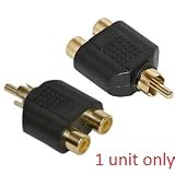GOLD 1 to 2 RCA PHONO AV AUDIO VIDEO Y SPLITTER ADAPTER