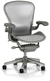Aeron Chair by Herman Miller - Home Office Desk Task Chair Fully Loaded Highly Adjustable Medium Size (B) - Lumbar Back Support Cushion Titanium Smoke Frame Classic Zinc Pellicle