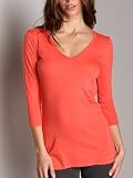 Three Dots 3/4 Sleeve Tunic Moroccan Coral