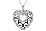 1/5 Carat Diamond 10K White Gold Heart Pendant w/ Black Rhodium & Chain