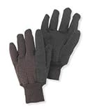 10 Ounce Premium Brown Jersey Glove With Mini-Plastic Dots On Palm And Index Finger With Knitwrist