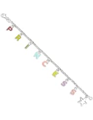 TOC Sterling Silver Princess & Star Charm Bracelet for Girls, 15cm