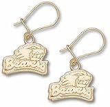 Oregon State Beavers 3/8 Beavers Head Dangle Earrings - 10KT Gold Jewelry