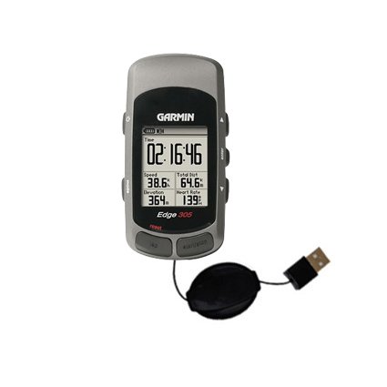 Retractable USB Cable for the Garmin Edge 305 with Power Hot Sync and Charge capabilities - Gomadic Brand w/ TipExchange Technology
