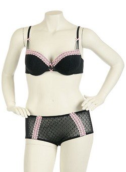 Full Figure Lace Zig Zag Demi-Cup Bra + Panty Set
