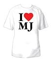 I LOVE (HEART) MJ - A TRIBUTE TO A LEGEND. MEN'S WHITE T-SHIRT SIZE MEDIUM.