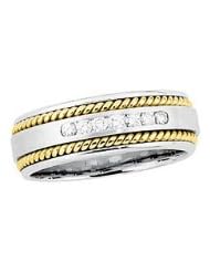 14K White And Yellow Gold - 1/4 ct Tw Hand-Twisted 7-Stone Comfort-Fit Diamond Band