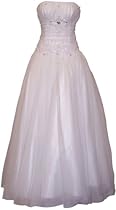 Hot Sale Beaded Mesh Fairy Prom Dress Formal Ball Gown, XL, White