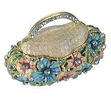 Jewelry Trinket Box with Crystal - Floral Purse Design