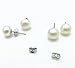 Real Genuine Fresh Water Pearl Silvery Earrings Stud Birthday Xmas Wedding Party