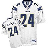 Reebok San Diego Chargers Ryan Mathews Replica White Jersey Large
