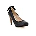 BeanFashion Womens Closed Round Toe Kitten Heel Platform PU Soft Material Solid Pumps with Bowknot