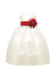 Girls Sleeveless Organza Flower-Girl Dress  With a Sash 