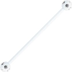 White Clear Double Gem Ball Industrial Barbell