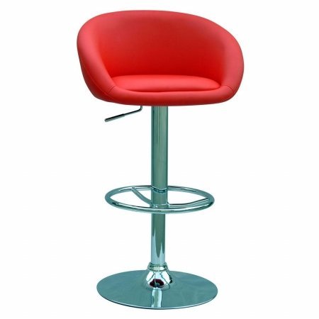 Chintaly Imports 0380-AS-RED Swivel and Adjustable Height Stools - Chrome Red PU