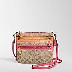 Coach Signature Bonnie Swingpack Crossbody Messenger Bag Purse 42556 Orange Pink