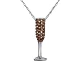 Champagne Diamonds in Champagne Glass Pendant 1/10 Carat (ctw) in White Gold