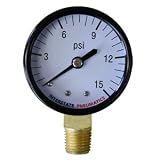 Interstate Pneumatics G2012-015 2 Inch 15 PSI - 1/4 Inch NPT Bottom Mount Pressure Gauge