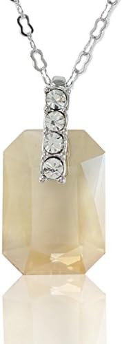 Ever Stunning Transparent Yellow Cushion 18K Gold Plated Austrian Crystal Necklace Pendant 18"