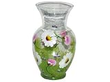 ArtisanStreet's Garden Design Hand Painted Vase. Bouquet of Spring Flowers Decorate Lovely Clear Glass Vase. Made to Order, Signed by Artisan
