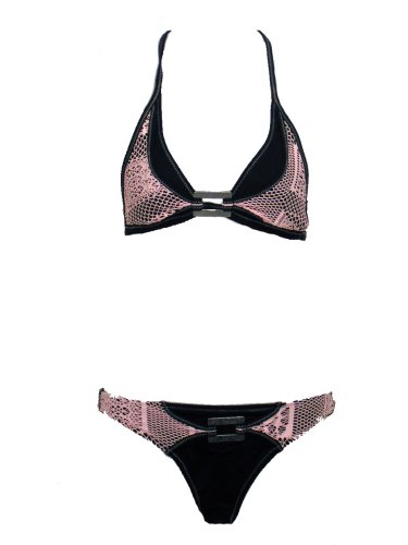 Becca Black Hipster Bikini W/pink Crochet Trim